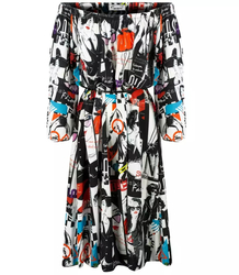 Sukienka midi hiszpanka print pop art gazeta