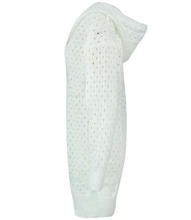 Long openwork cardigan with hood ANIELA