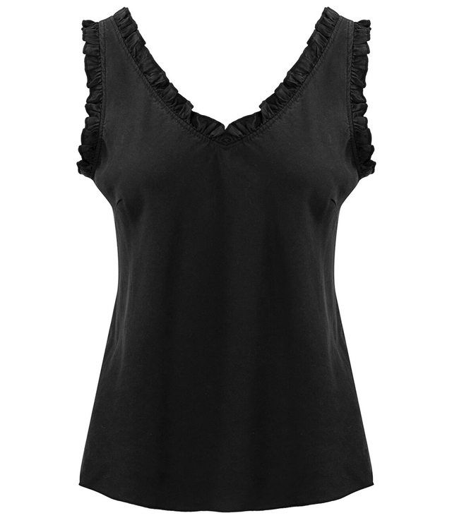 Plain top T-shirt BASIC frill blouse