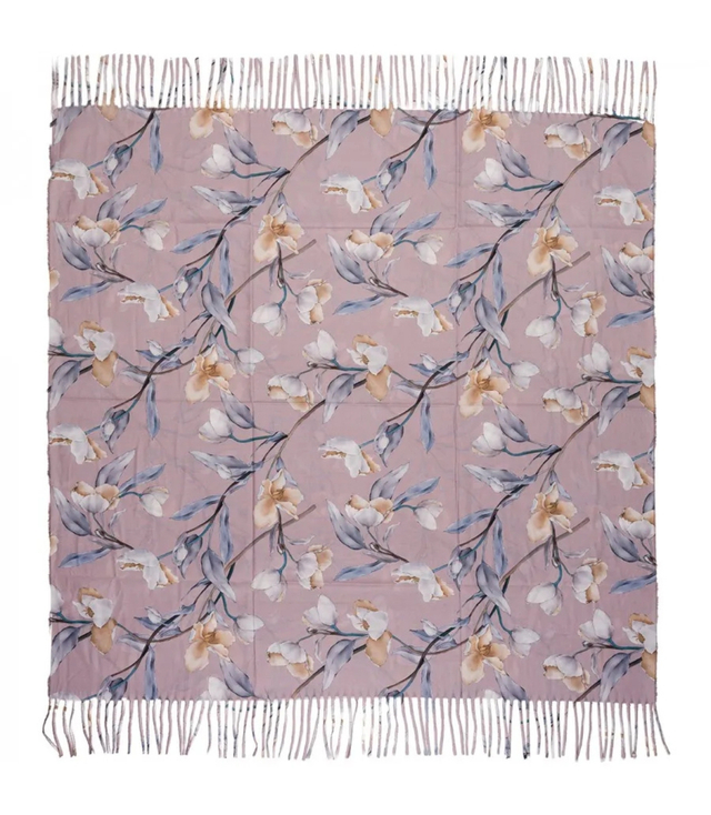 Elegant floral shawl scarf with tassels