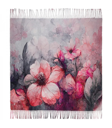 Elegant scarf large flowers with tassels