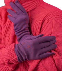 Women's insulated gloves Touch Five-fingered with rhinestones