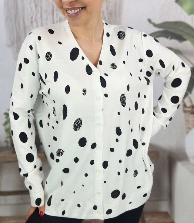 Short polka dot and zircon sweater LIZA