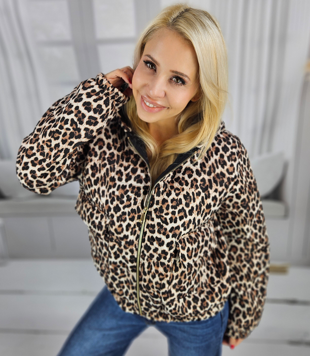 Short Bomber Jacket in Leopard Warm Transitional KATIE