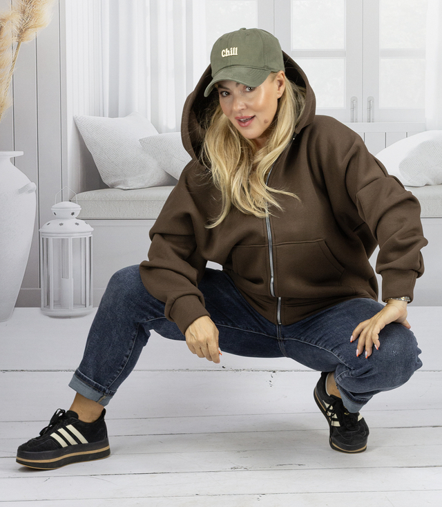 Ciepła bluza damska jednokolorowy basic z kapturem BROOKLYN