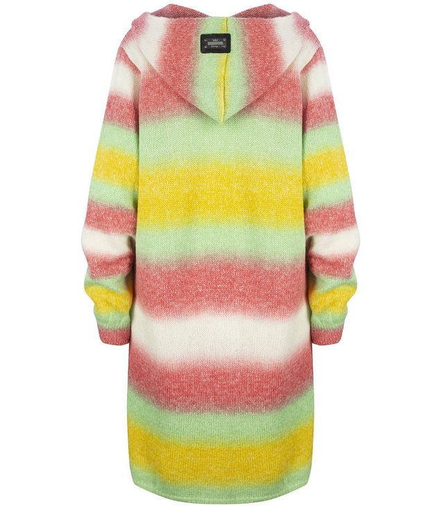 Długi GRUBY sweter KARDIGAN bufiasty Rękaw