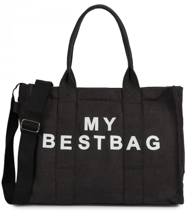 Large shopper bag one-color with the inscription "My Bestbag"