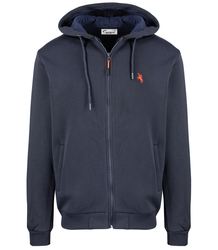 Men's warm unbuttoned hoodie single color with embroidery