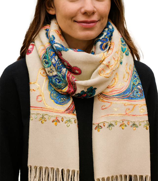 Women's scarf with floral ornament stylish