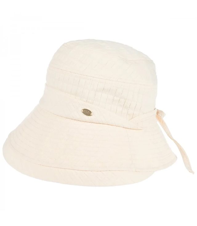 Kapelusz damski letni typu cloche z wiązaniem 
