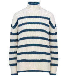 Super fashionable striped turtleneck knitted sweater