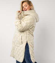 Long winter jacket with decorative hood LUNA