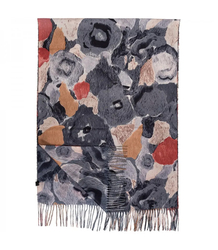 Women's scarf with floral motif and tassels elegant