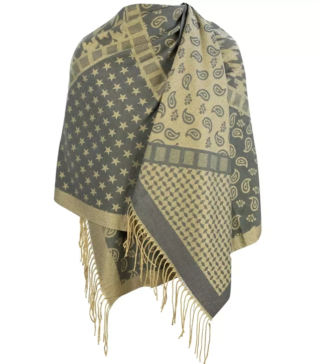 Shiny shawl scarf shawl gold thread cotton