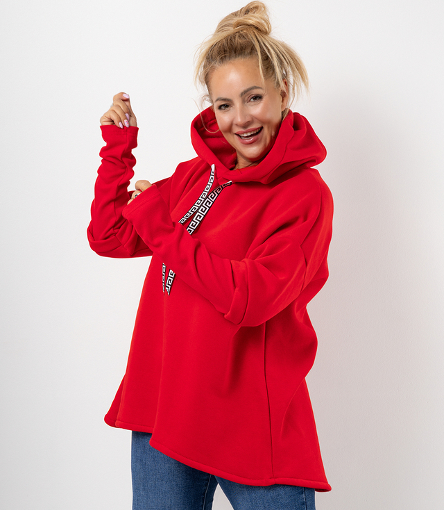 Women's sweatshirt with longer back and ribbed hem VERONICA