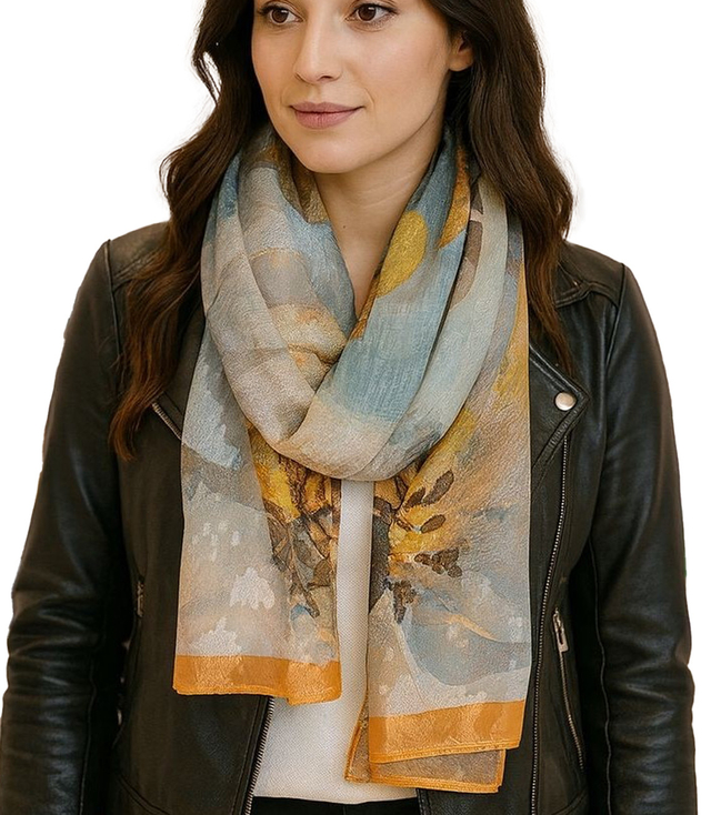 Damski wzorzysty szal w kwiatki 70x180