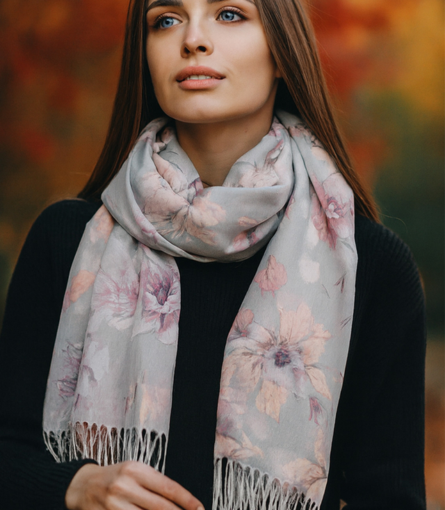 Women's floral pattern scarf 180x70