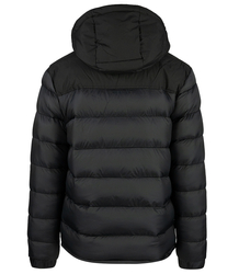 Warm men's quilted winter jacket with hood 