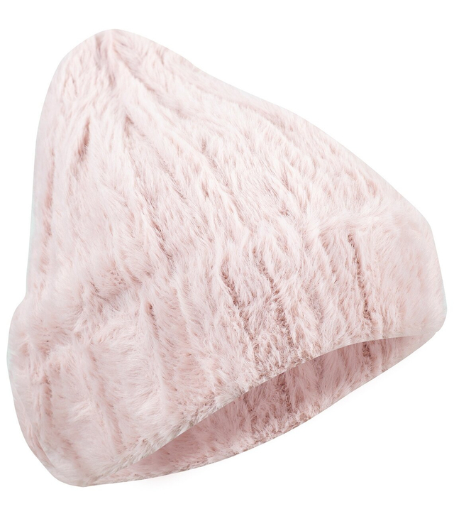 Dzianinowa damska czapka beanie futerko prążki 