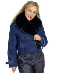 Denim jacket with sheepskin DENIM DIVA