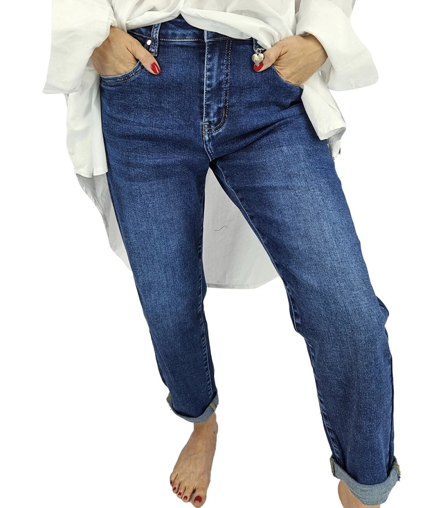 Spodnie jeansowe Jeansy mom fit blue LAURA