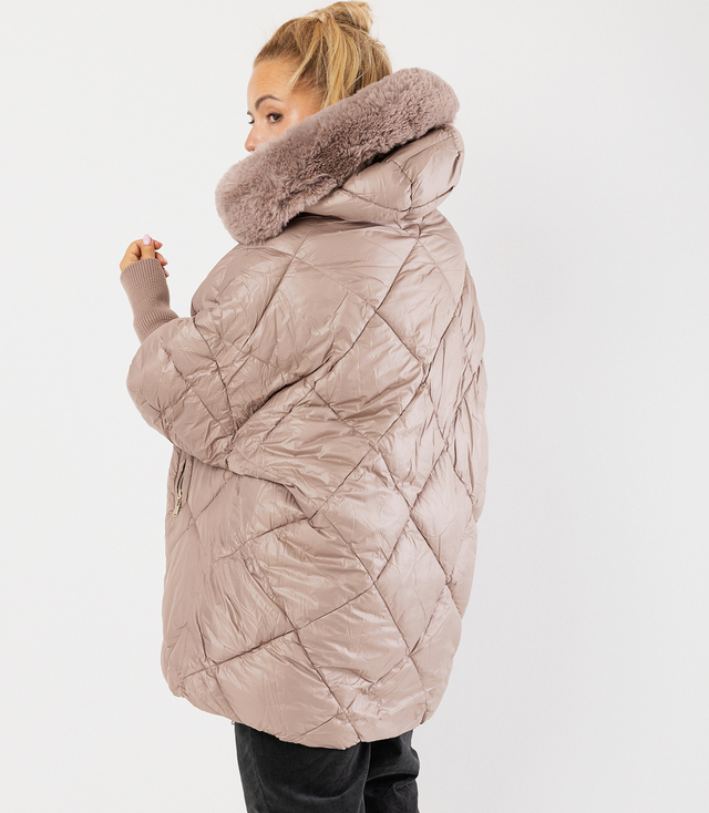Winter oversize jacket with hood and fur NORDIC PUFF