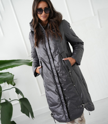 Long elegant women's winter coat insulated delicate sheen REGINA