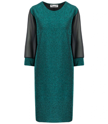 Elegant trapeze dress with brocade midi length SOFIA