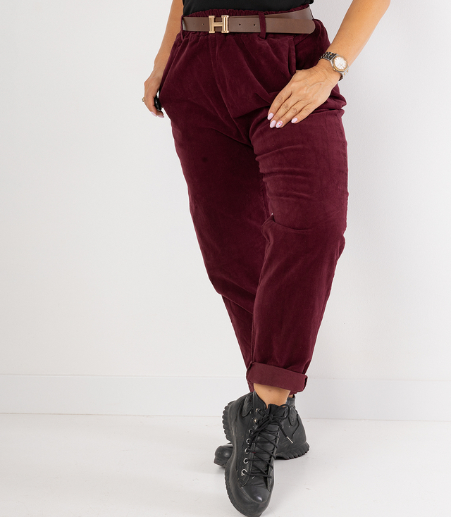 Corduroy chinos pants with belt CITY SOFT
