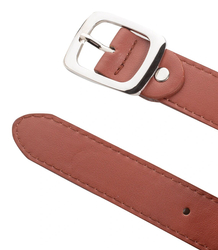 Smooth women's eco leather belt with silver buckle 3 cm