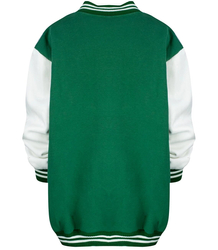 Loose, college-style baseball sweatshirt