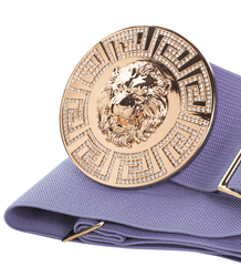 Women's belt with a gold lion and zircons, adjustable and elastic