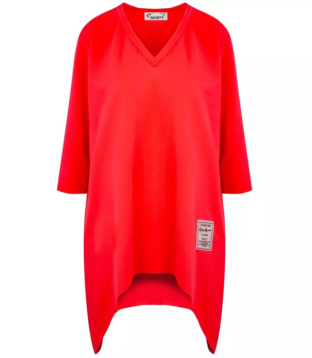 Oversize sweatshirt blouse with asymmetric bottom
