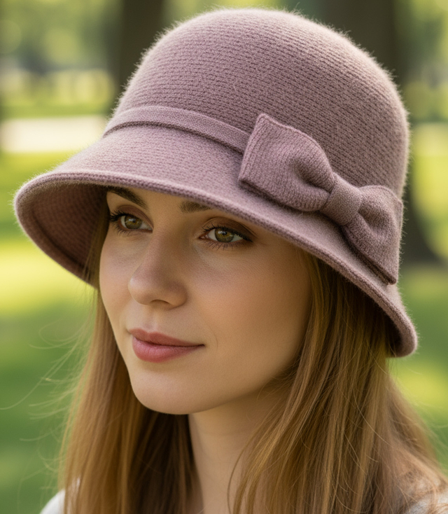 Women's cloche hat with bow
