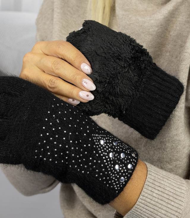Women's elegant gloves with zircons