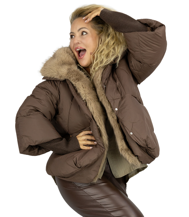 Kurtka zimowa oversize z futerkiem BOMBER LUX