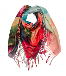 Elegant scarf large flowers with tassels