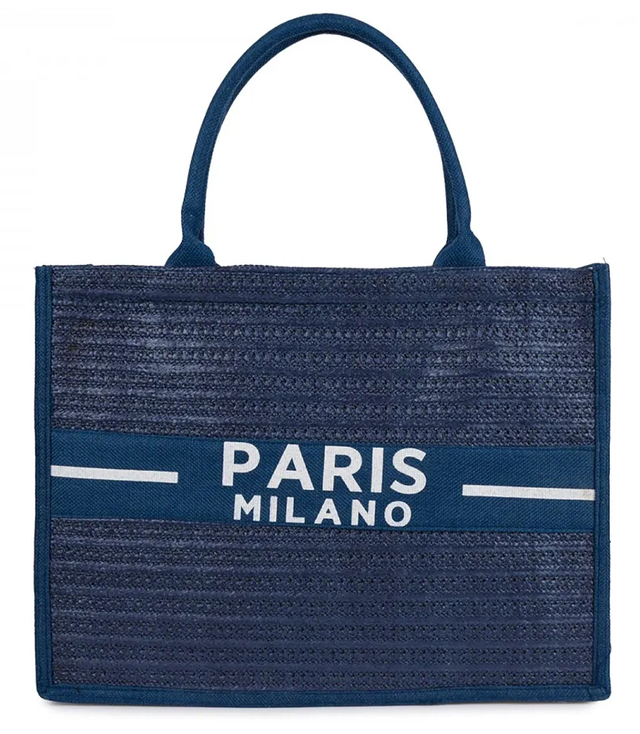 PARIS MILANO braided shopper bag for summer beach large eco bag