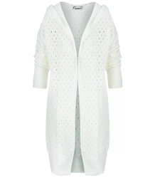 Long openwork cardigan with hood ANIELA