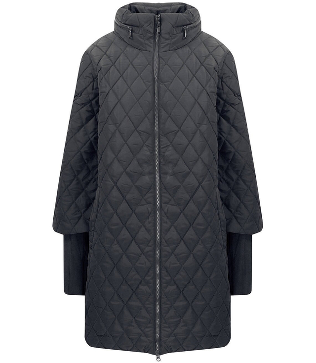 Transitional quilted trapeze coat jacket