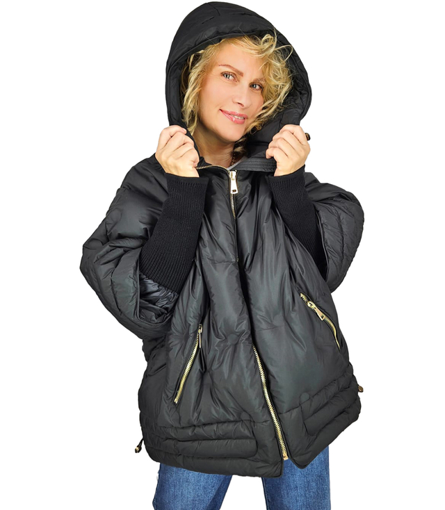 Women's insulated winter jacket with hood and welt IRINA