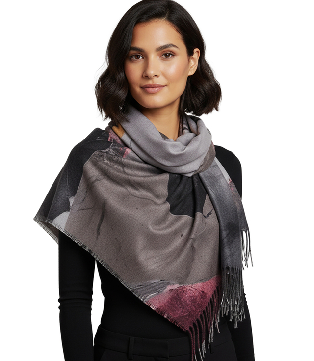 Square shawl scarf for women with tassels AGRAFKA