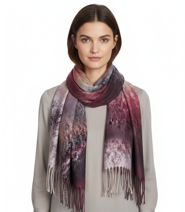 Fashionable multicolored shawl scarf with tassels