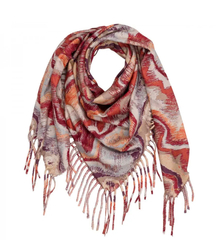 Wavy delicate pattern scarf with tassels