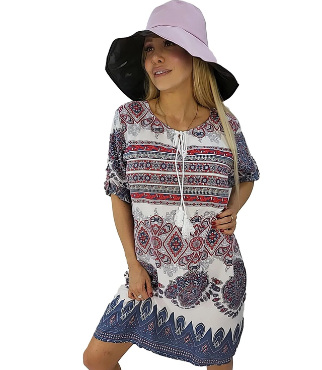 Mini summer tunic dress, oriental viscose