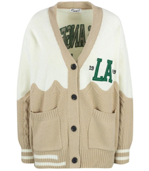 Short cardigan sweater with Los Angeles patches