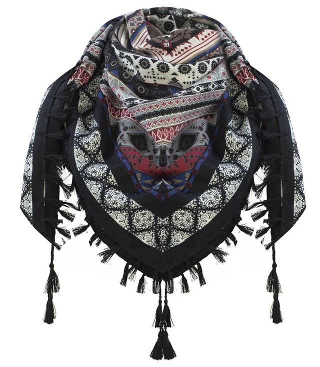 Unique folk shawl BOHO with aztec patterns