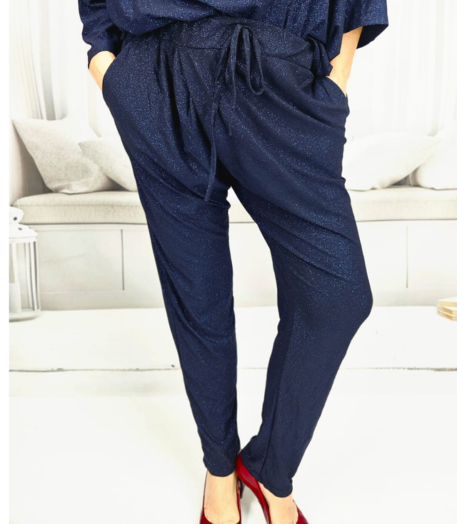 Elegant loose envelope pants with waist tie CLARA