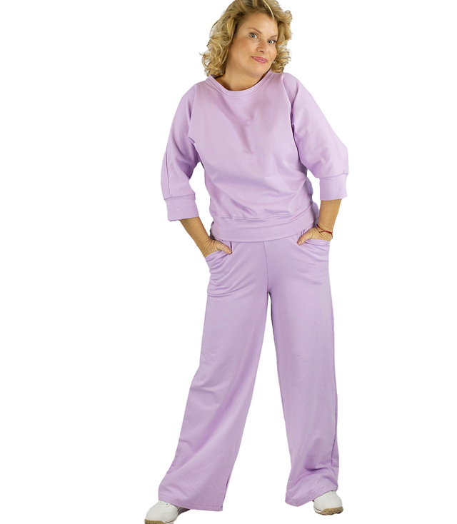 Women's sports tracksuit set cotton plain wide leg MIRANDA