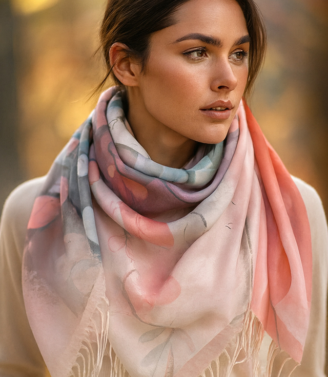 Women's floral pattern scarf 180x70